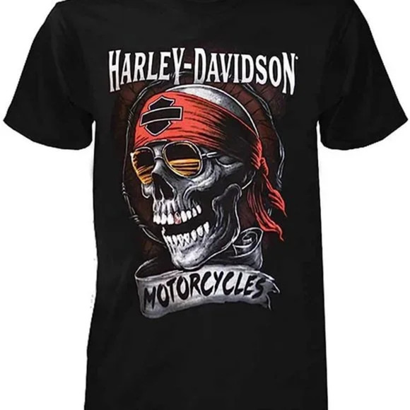 Terih Harleydavidson Mens Distressed Shady Skull Short Sleeve Tshirt - Picture 1 of 4